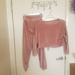 2 Pcs Salmon Pink Top/Pants